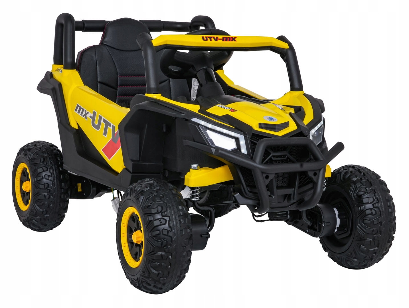 Buggy elektryczny dla dzieci Madman Utv-mx Żółty Led pilot pasy audio