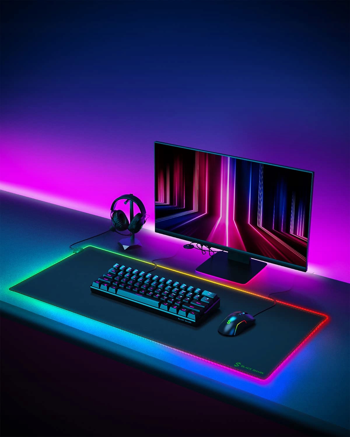 BLACK SHARK Podkładka Gamingowa XXL 900x400 mm LED 11 Trybów Antypoślizgowa — miniatura 6