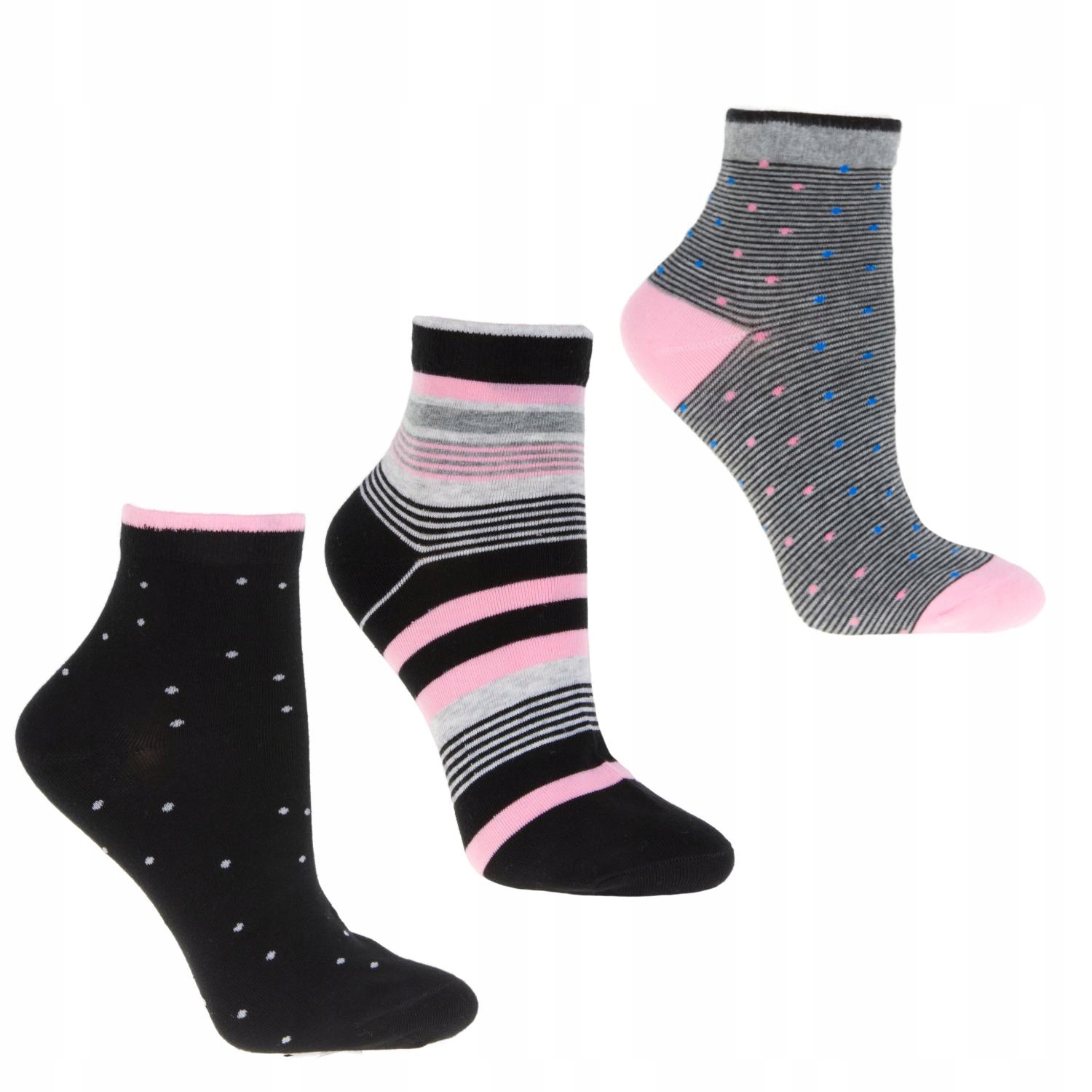 

Skarpety damskie 3-PARY Socks kropki i paski 38-41