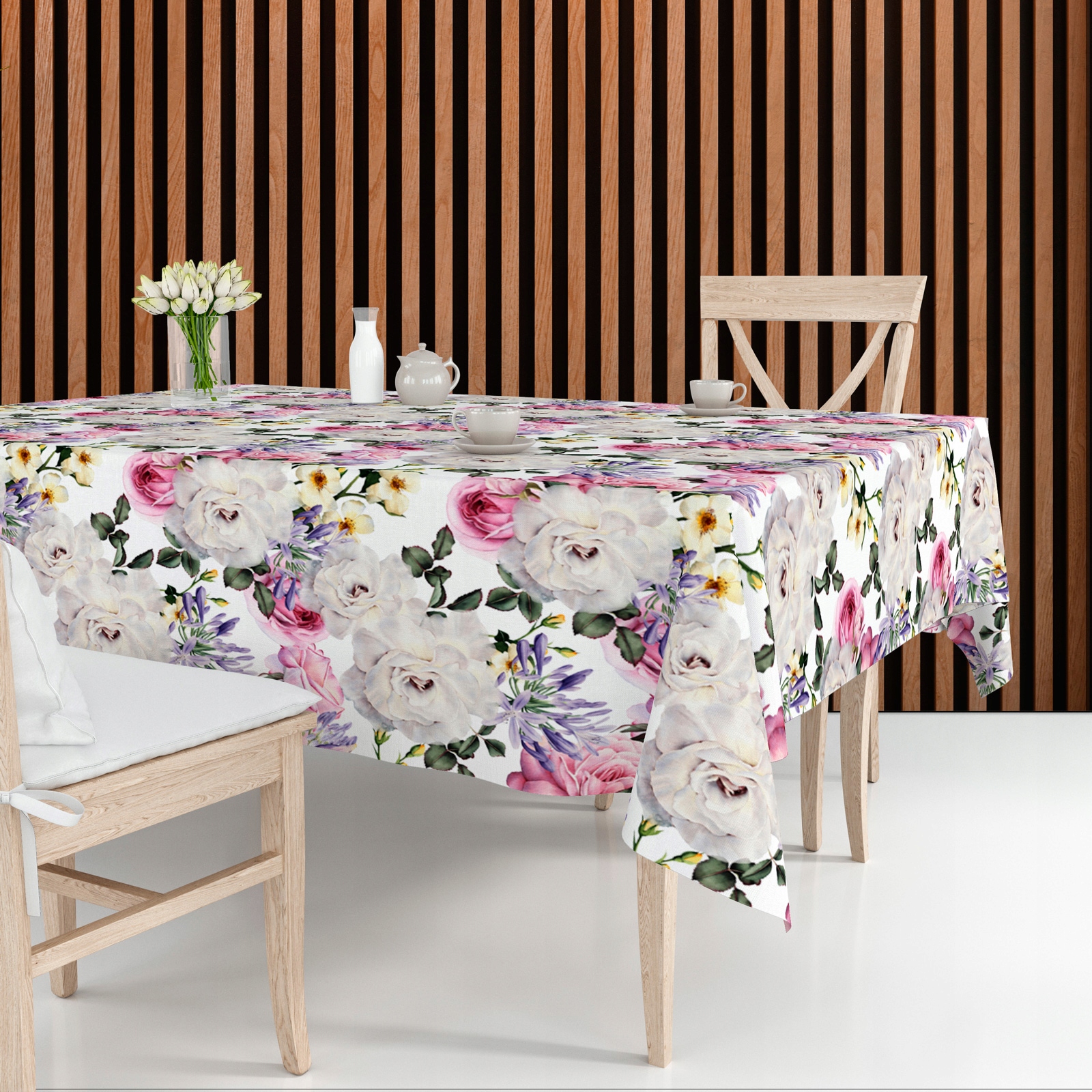 OBRUS DEKORACYJNY 140X220 WZÓR RÓŻA HERBACIANA Kod producenta CAŁOROCZNY ŚWIĘTA JAKOŚĆ MODNY