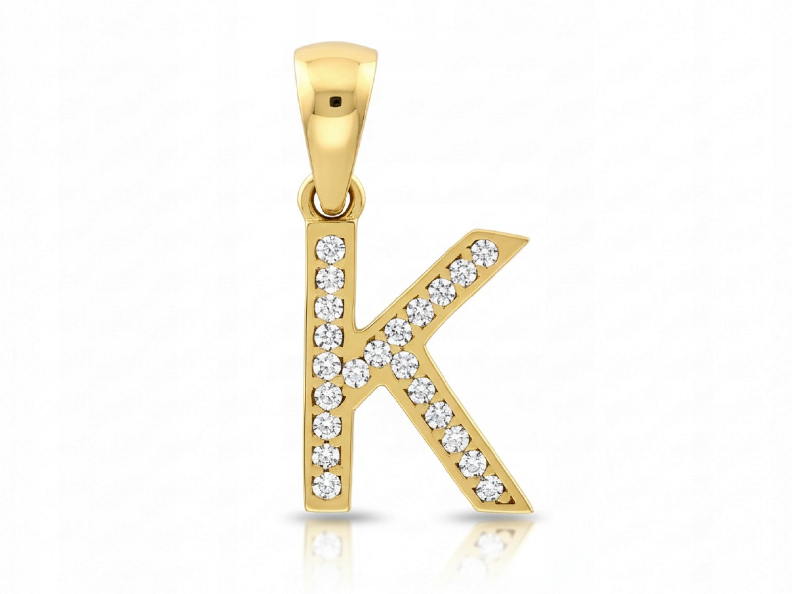 Zlatý přívěsek písmenko K 585 Iniciál s bílými zirkony 0.58g jako dárek