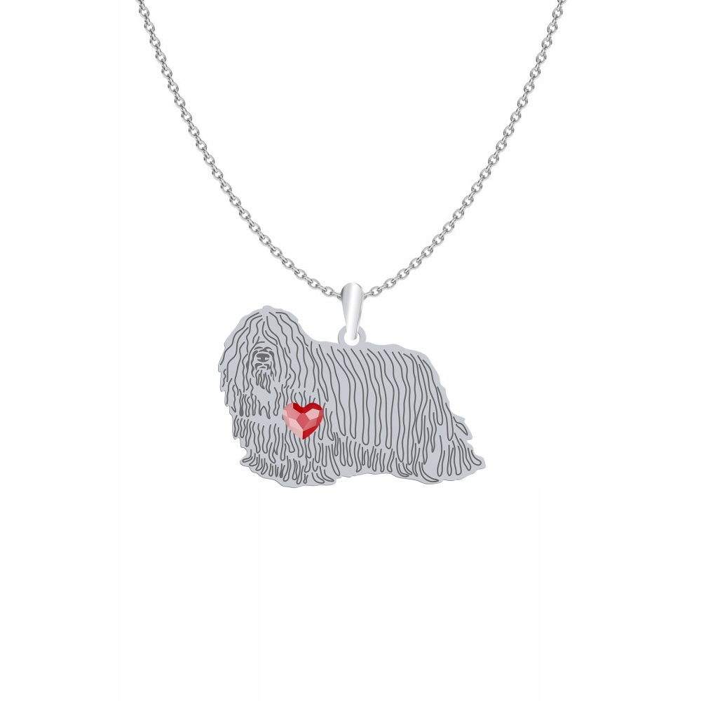 Stříbrný náhrdelník s psem Komondor 925 Dárek Řetízek Gravírování Bonus