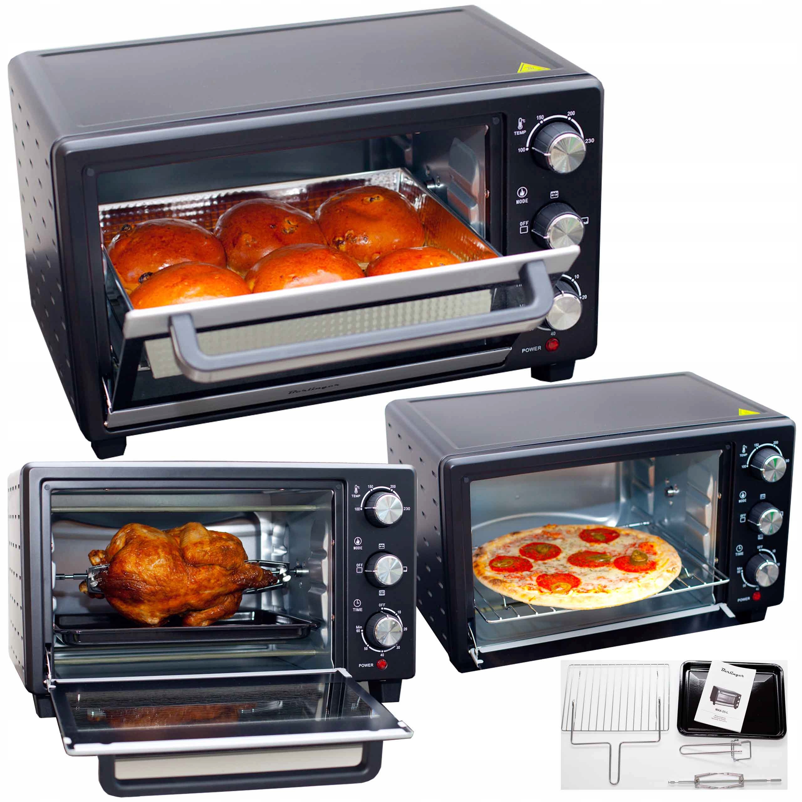 Mini Elektrická Trouba 25 L Berlinger Gril Rožně Sušička Na Houby