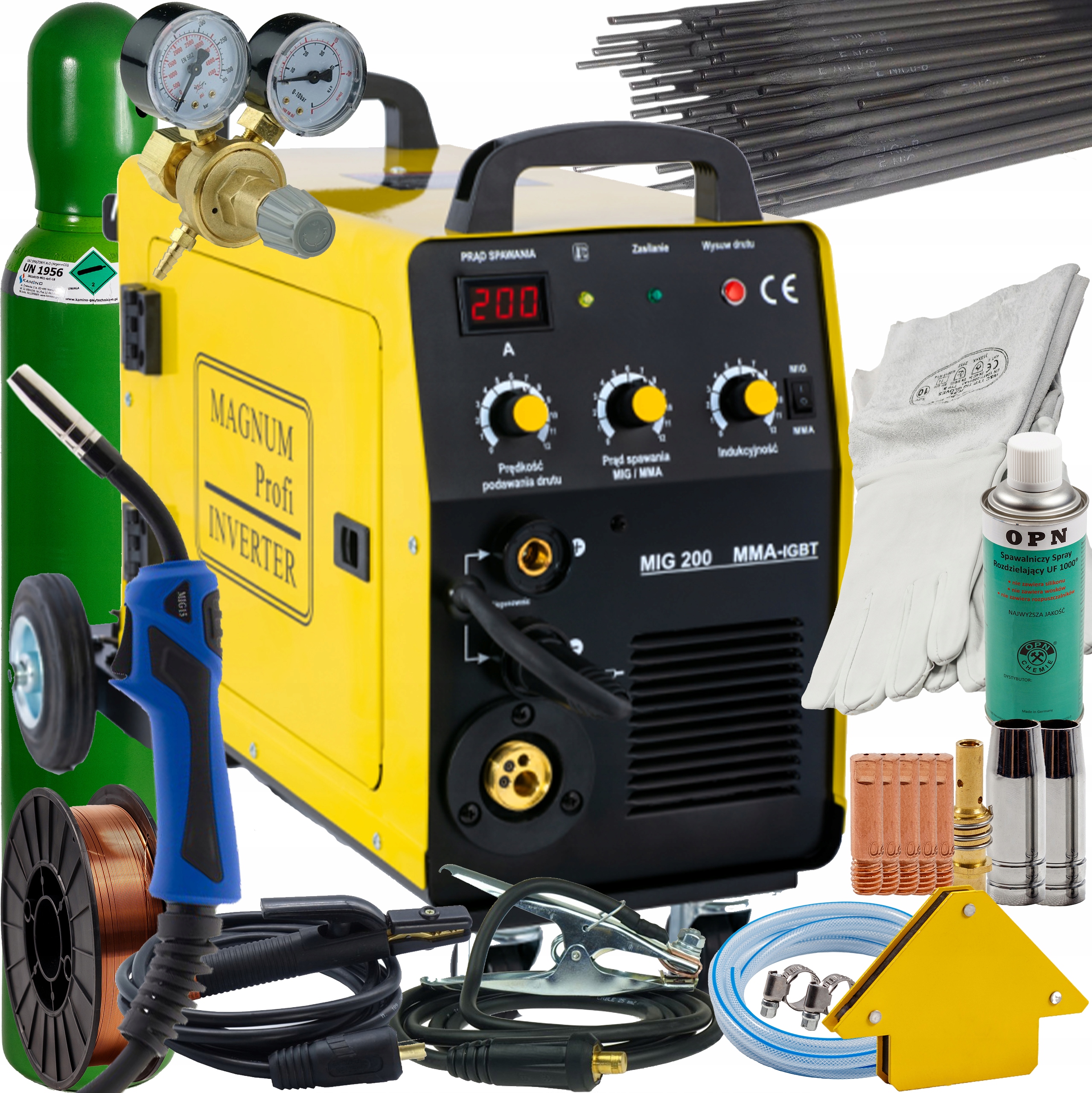 Spawarka Magnum Mig 200 Kn Mma 200A Mig/mma, lutospawanie, zestaw 3