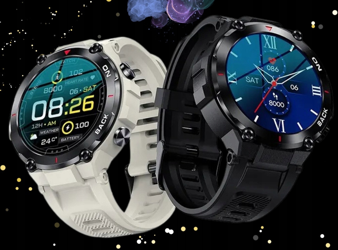 SMARTWATCH MĘSKI ZEGAREK Z GPS TĘTNO PULS PL MENU Materiał paska guma