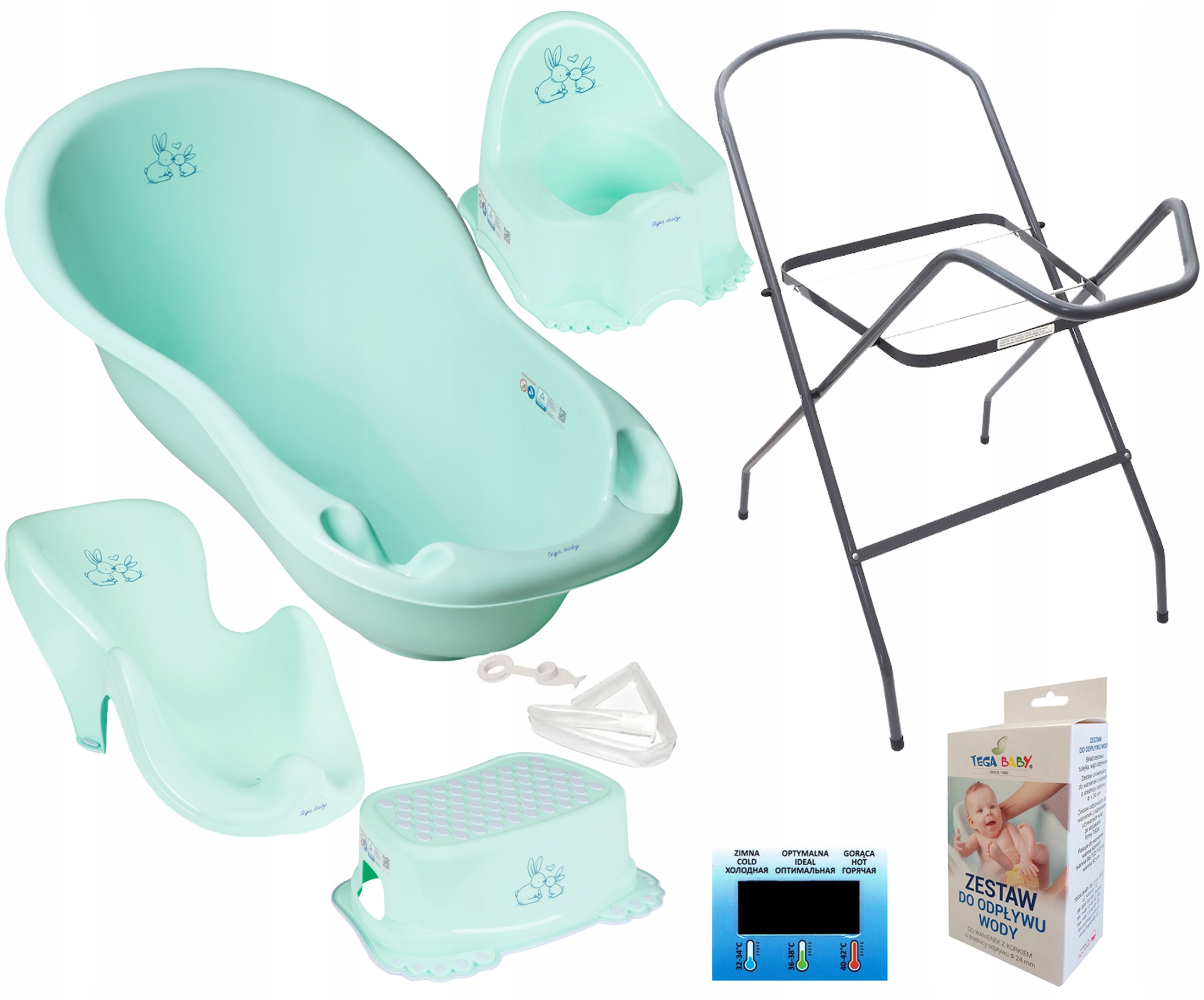 

Wanienka 8w1 Wanna Tega Termometr Stojak Zestaw