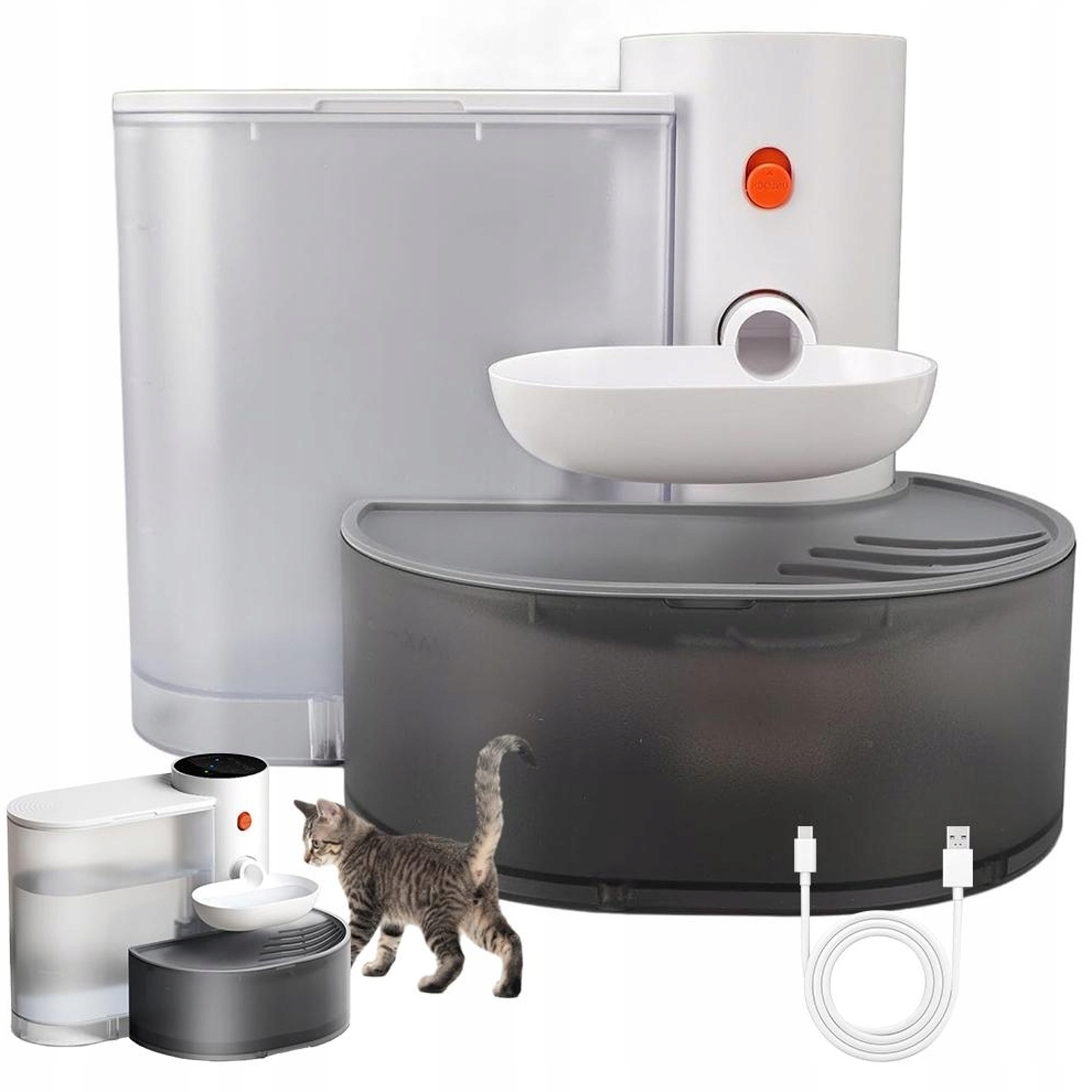 Levně Fontána Pro Kočky Abs Bílá Automatické Doplňování Vody 2000 Mah