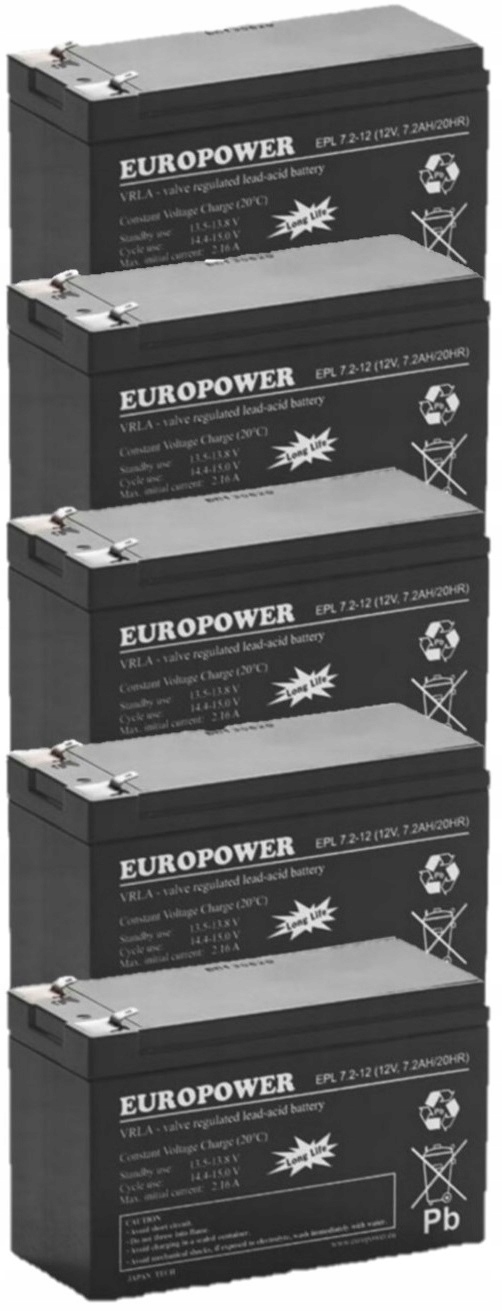 TBC5 BATERIE ZESTAW AKUMULATORÓW DO UPS APC EATON POWERWALKER 5x EPL 7,2-12