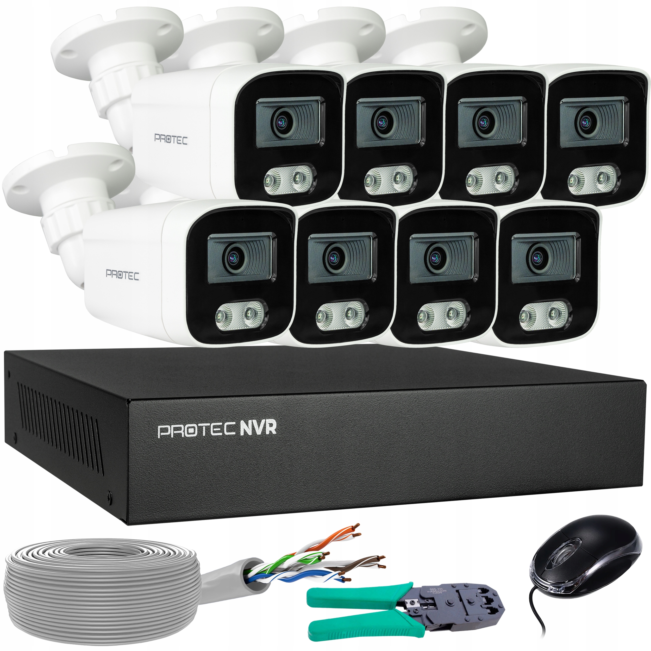 Zestaw Monitoringu 8 Kamer Ip 8MP PoE Mikrofon Detekcja Ludzi bez hdd