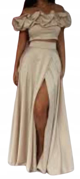 Komplet wieczorowy długą spódnicą bluzka hiszpanka róż Materiał dominujący poliester