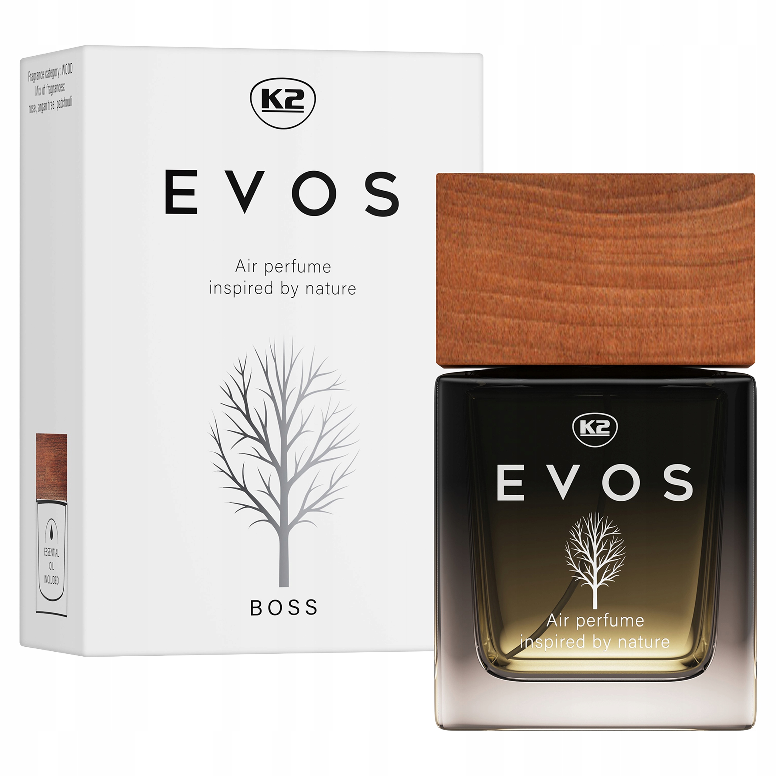Zapach do samochodu auta Perfumy męskie Flakon Trwały 50ml K2 Evos Boss