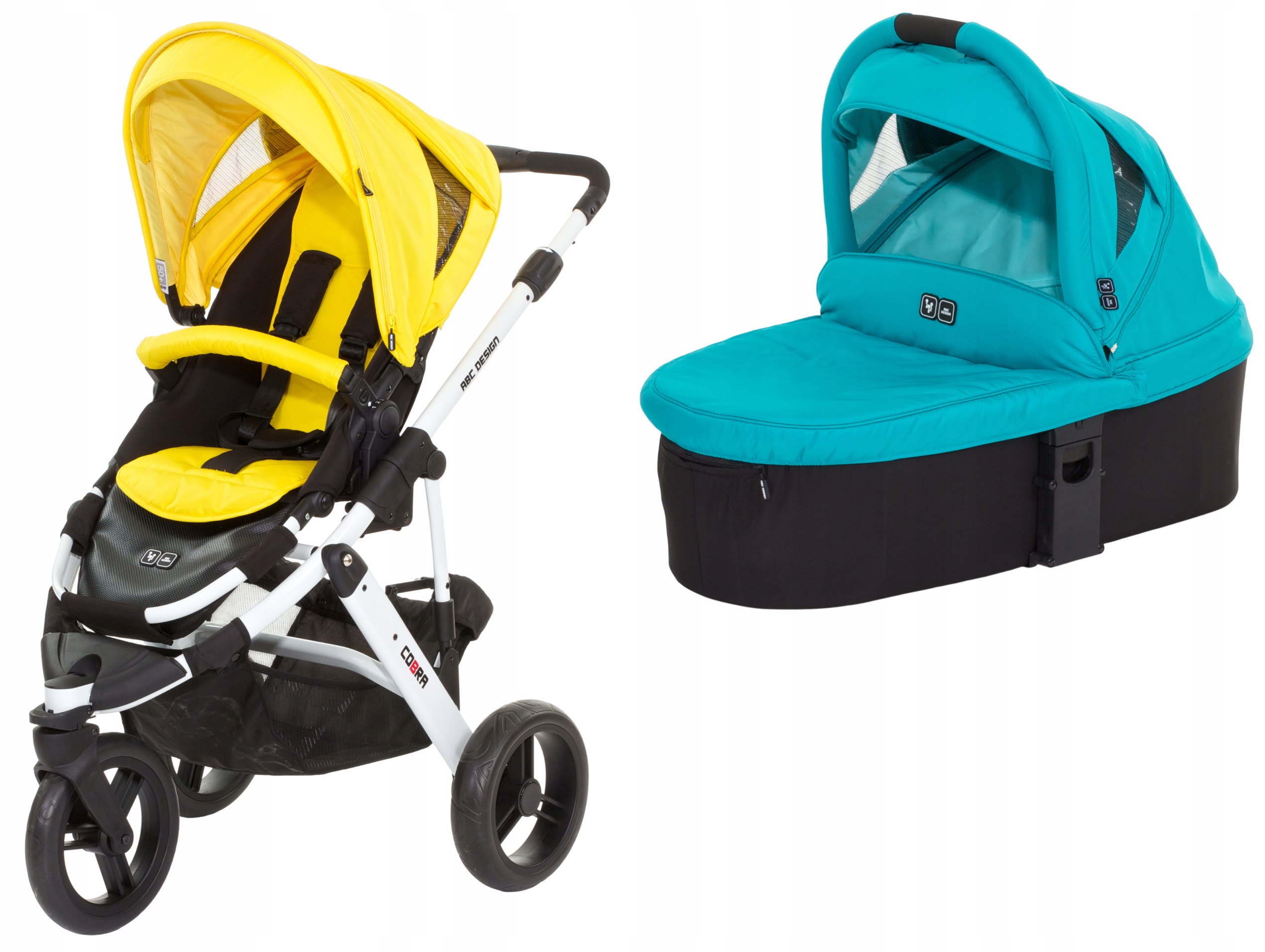 Abc Design Cobra Wózek Wielofunkcyjny 3-KOŁOWY 2w1 Spacerówka Gondola Coral