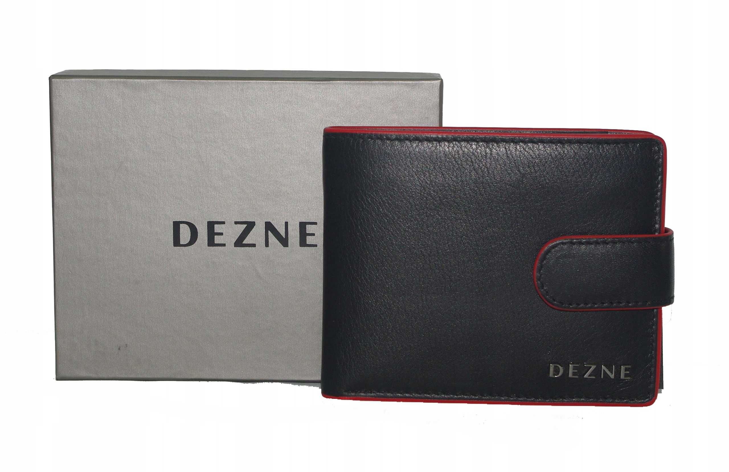 Dezne pánská kožená zapínací peněženka černá/červená Rfid