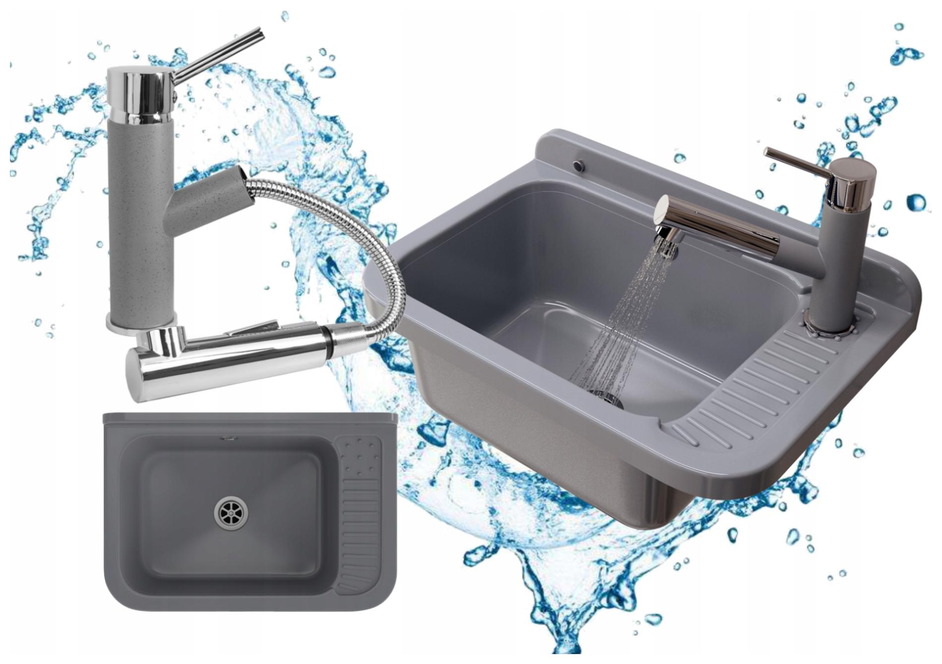 Šedý dřez technický dřez Polo Set, technická komora, baterie