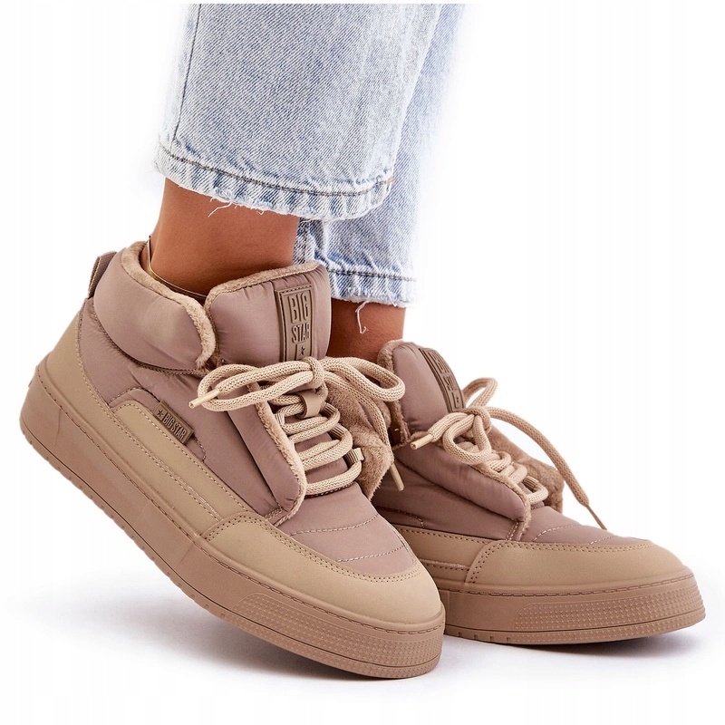 Zateplené Sněhové Tenisky Se Šněrováním Big Star OO274A532 Béžové 37