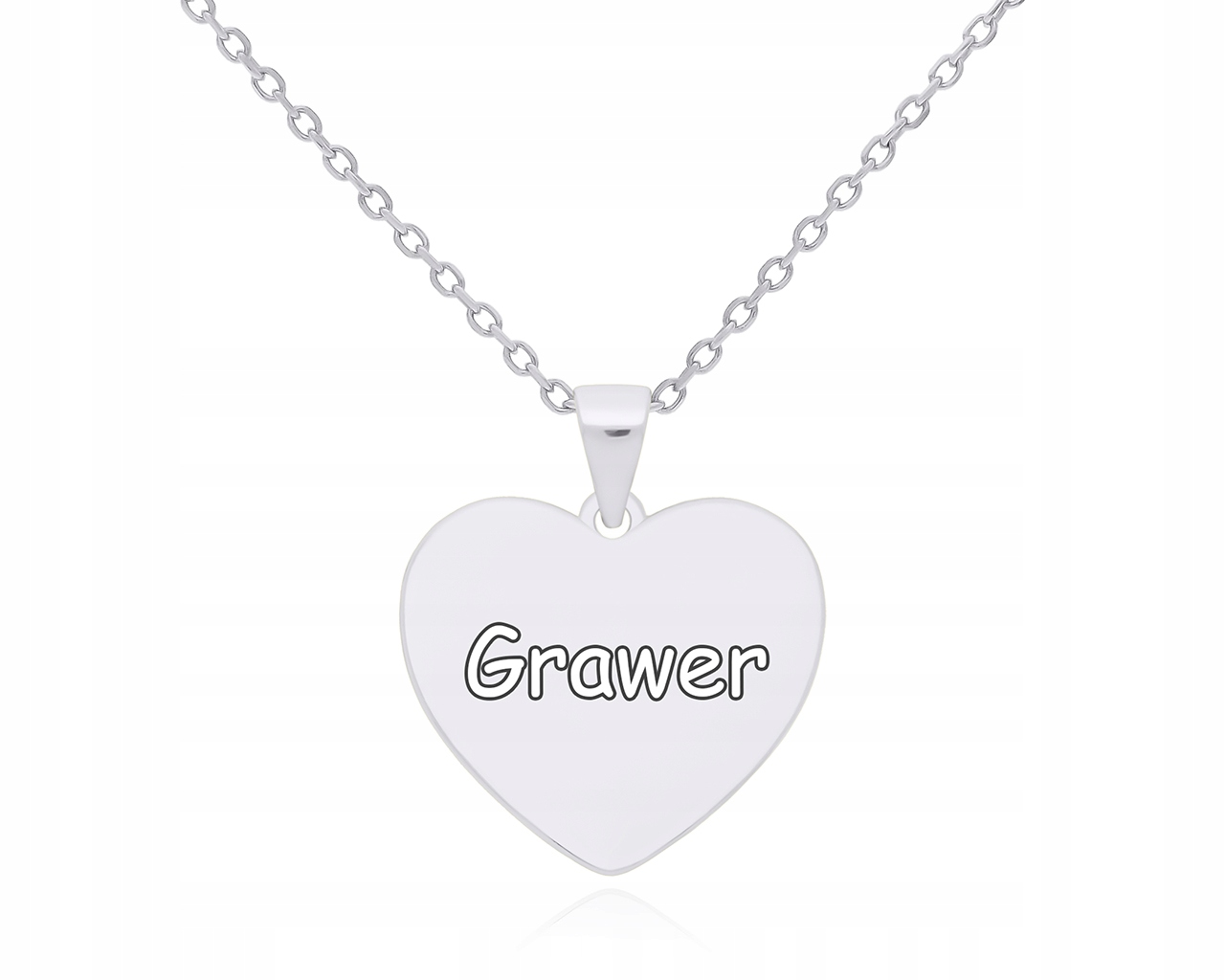 Stříbrný Řetízek Srdce s gravírováním Dámský náhrdelník jako Dárek, délka 55 cm, 925