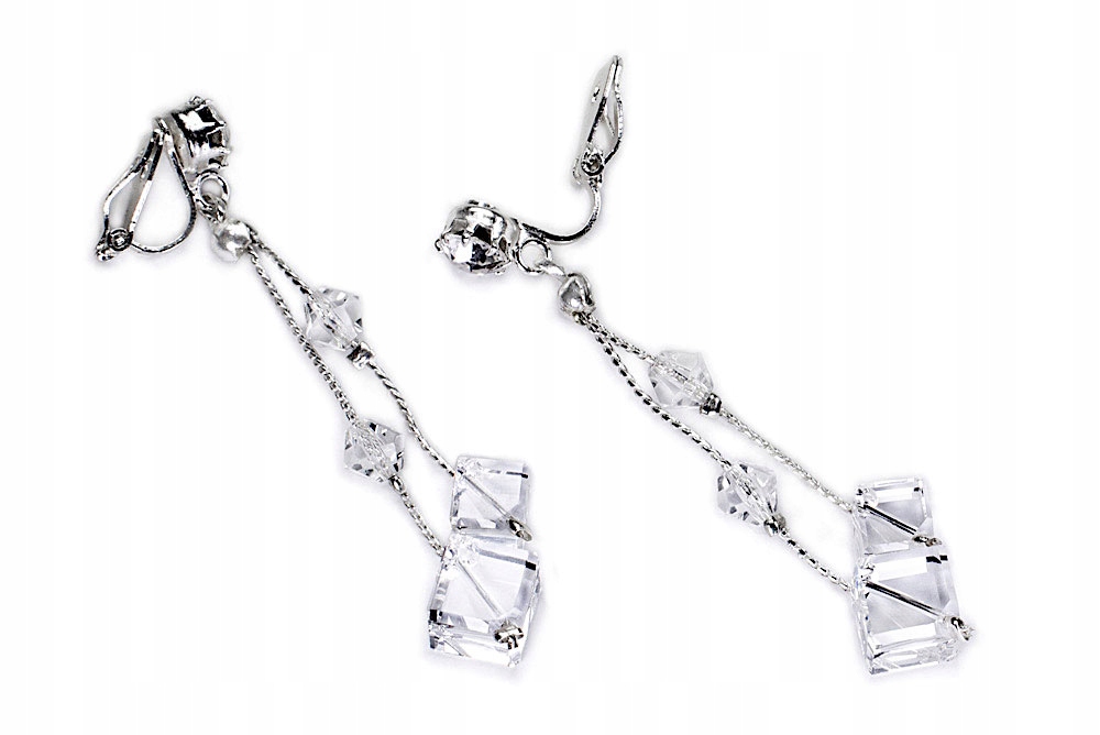 

Długie Klipsy Kryształy Swarovski Kostki Kiara