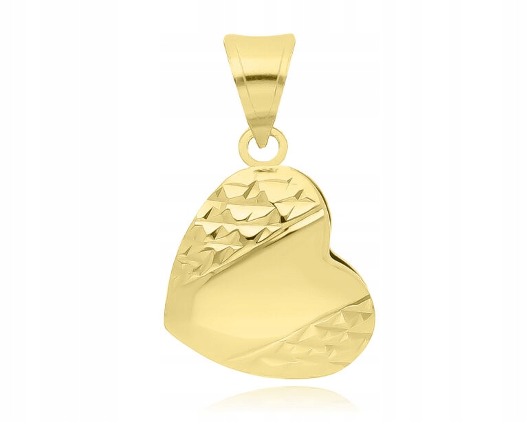 Zlatý přívěsek pro ženy srdce gravírování, diamantové 585 přívěsek