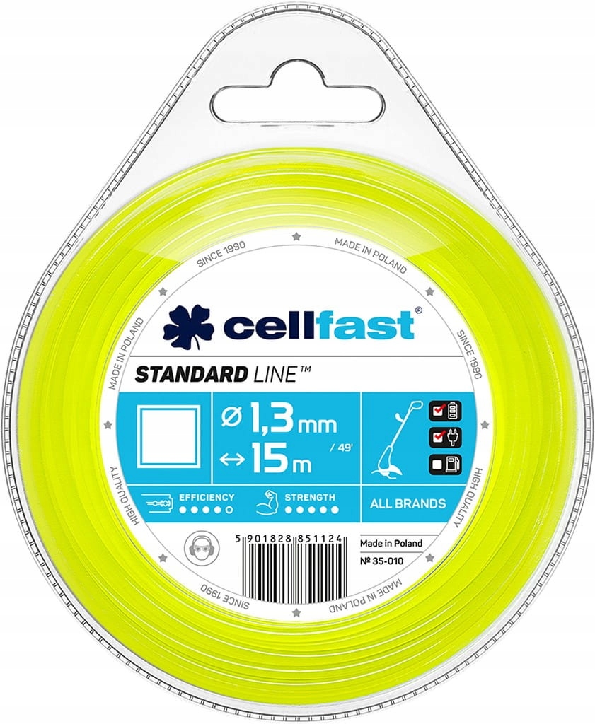 

Żyłka tnąca Standard kwadrat 1,3mm x 15 m Cellfast