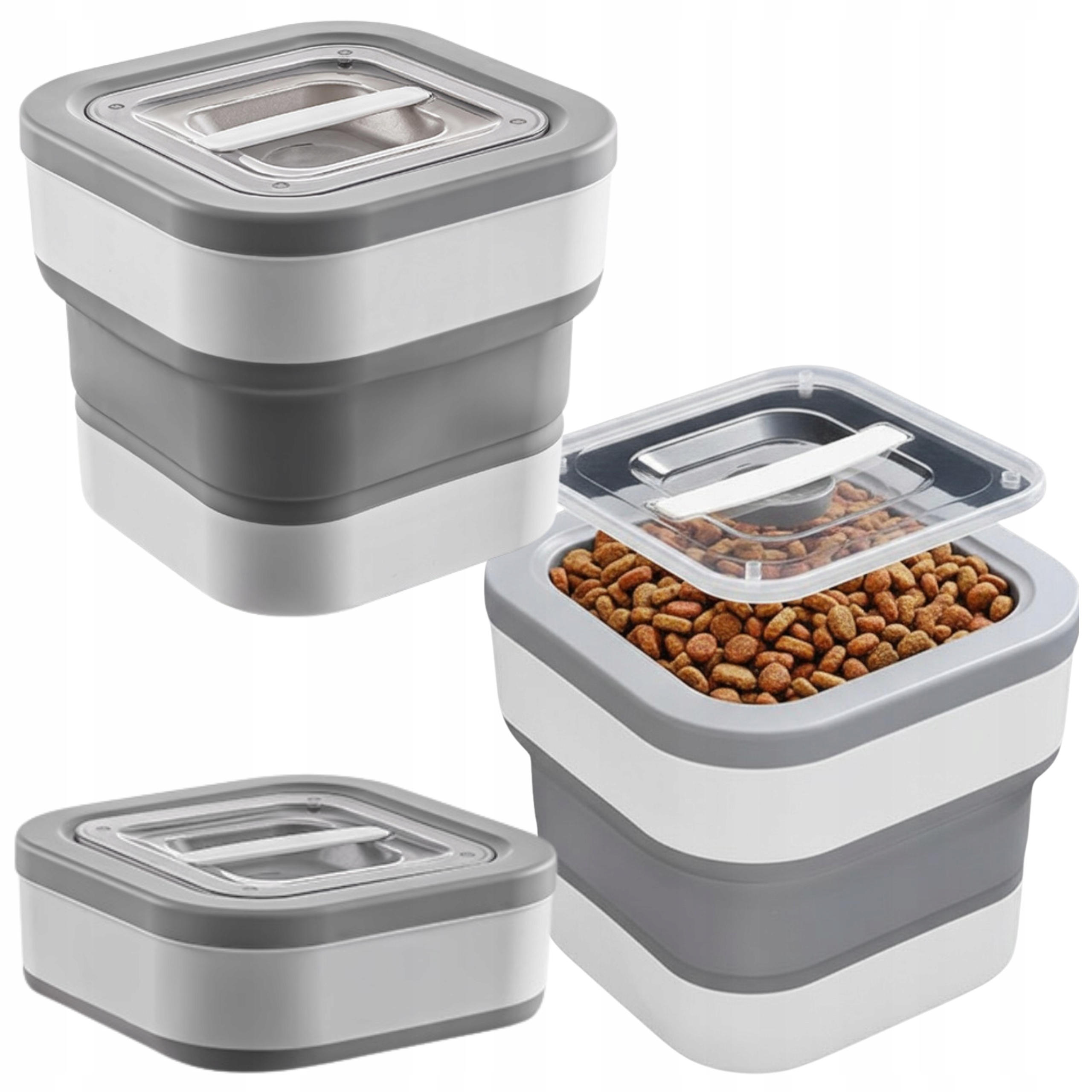 Levně Silikonová Nádoba Na Suché Krmivo Pro Skladování, Skládací, S Víkem, 7 kg