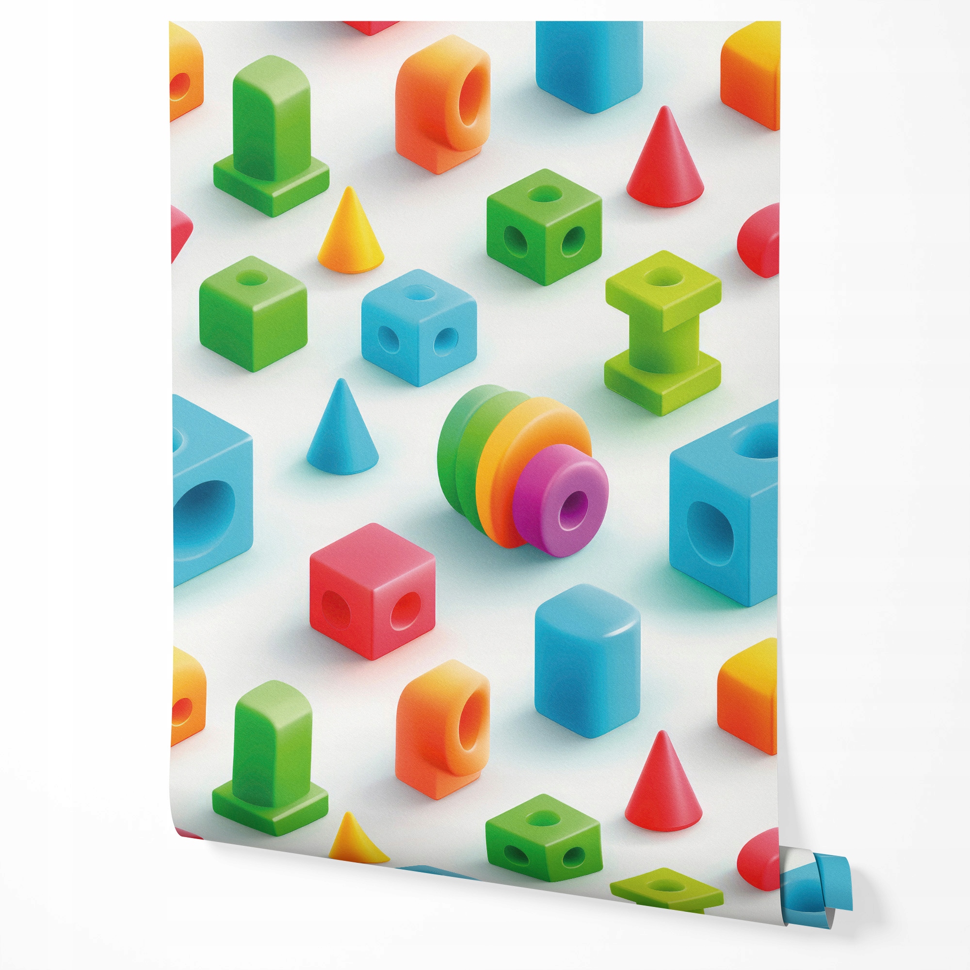 Tapeta Samolepicí Geometrické kostky Barevné Bílé Dětské