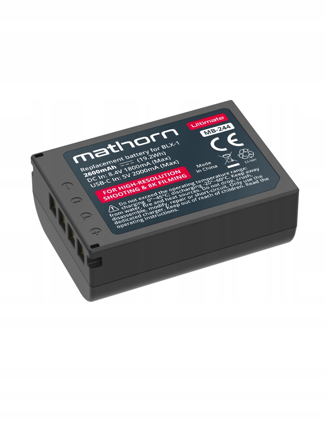 Akumulator zamiennik Olympus BLX-1MATHORN MB-244 2600mAh ładowanie Usb-c