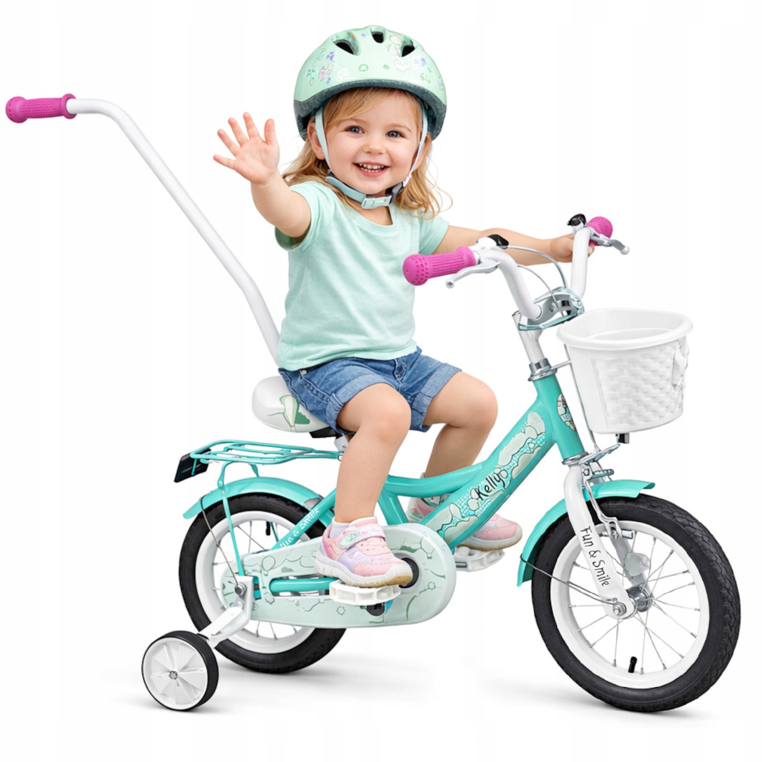 Rowerek dla dzieci Diecięcy 2-4 latka Rower 12 cali Kółka Boczne Prowadnik