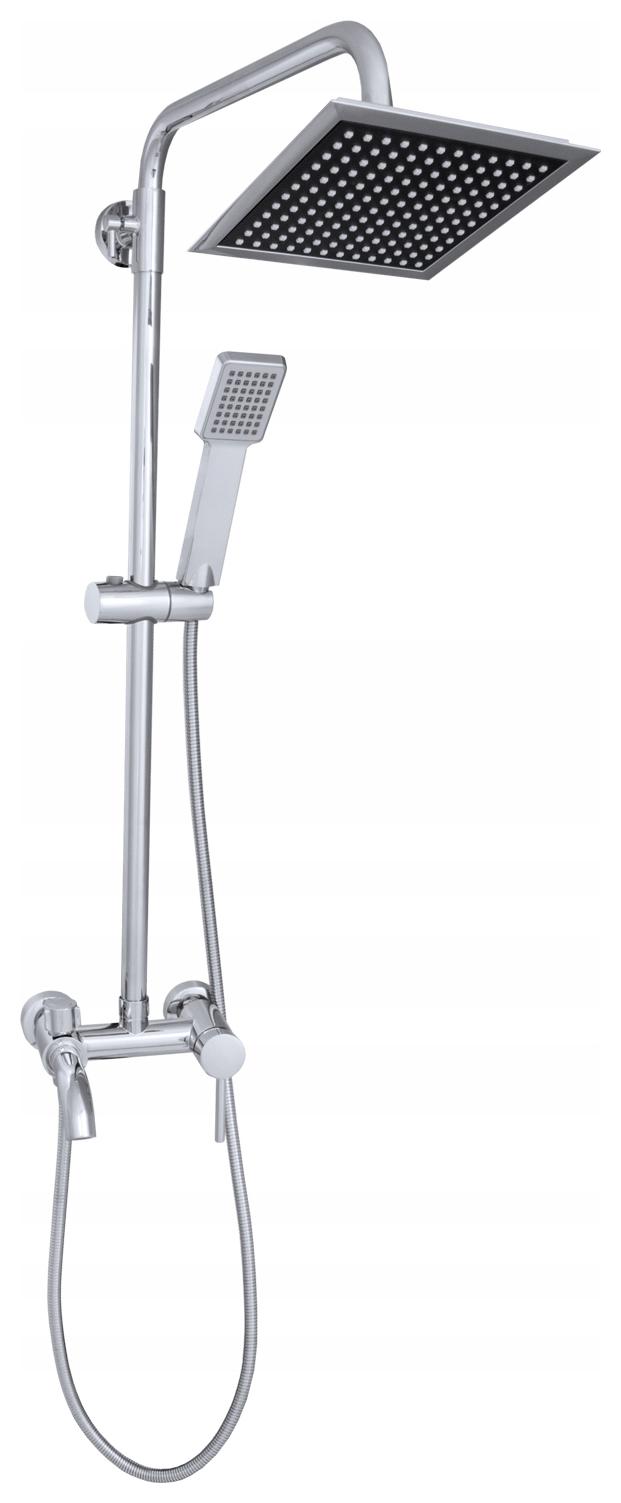 Sprchový Set Strieborný Slim S Hlavovou Sprchou Štvorcová Kivo