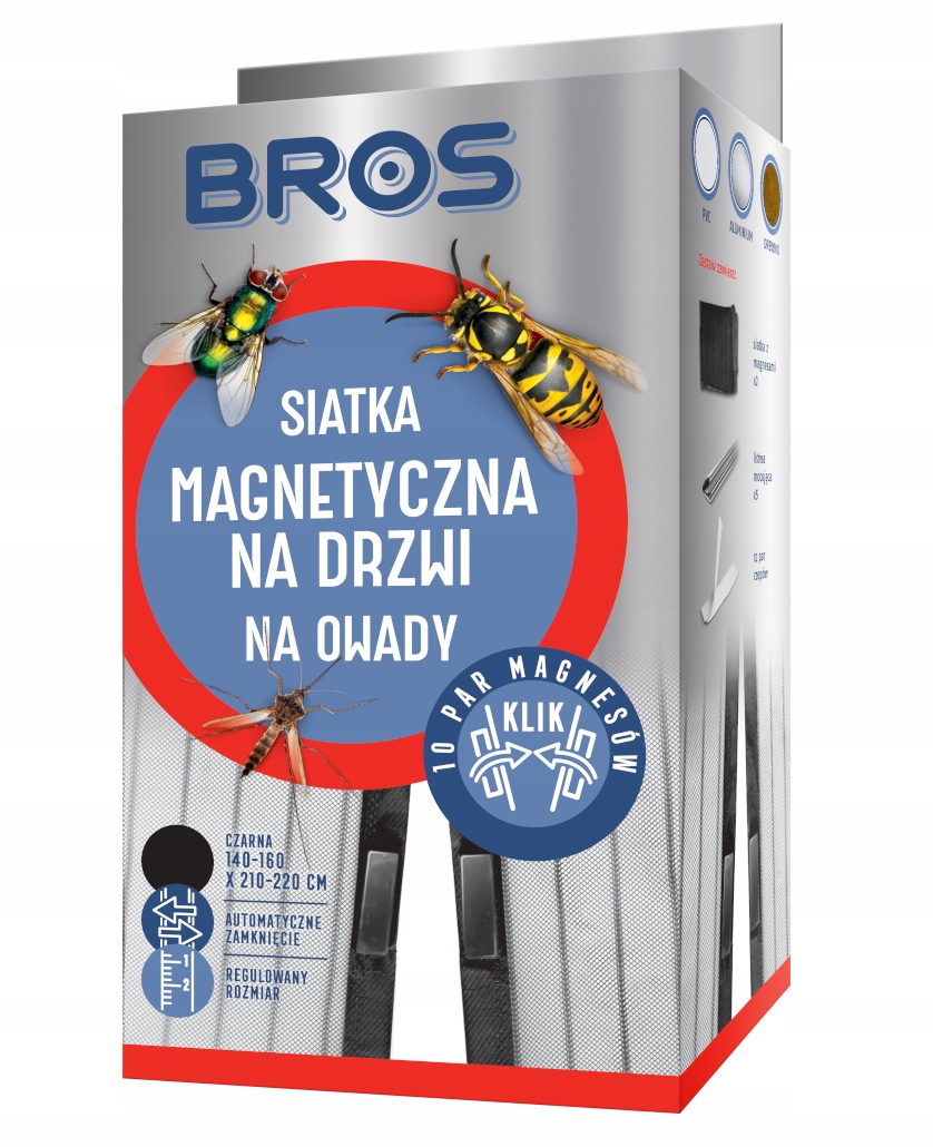

Bros Siatka na Drzwi Magnetyczna 100x220cm Czarna