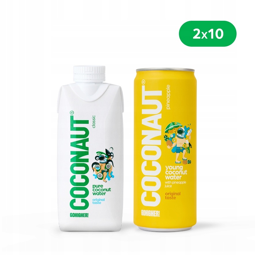 Coconaut woda kokosowa MIX 2x10 (zestaw 20 sztuk)