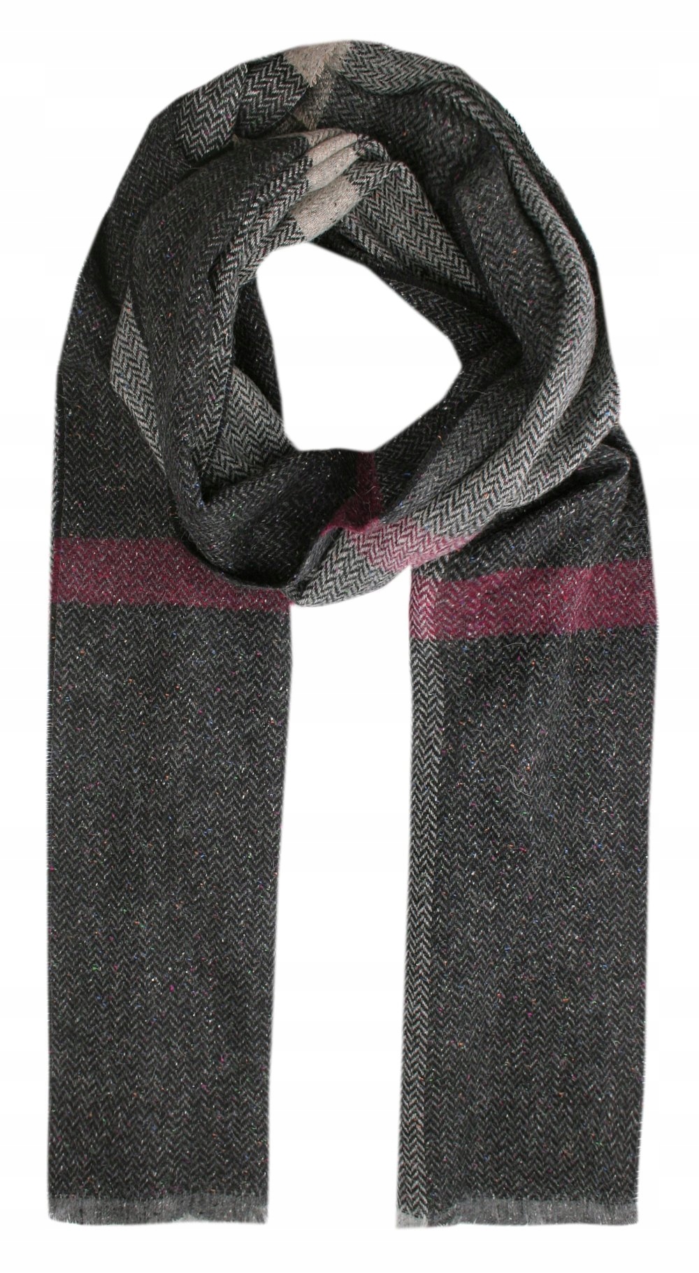 Pánská šála s vlnou a hedvábím V. Fraas grafitová, jedlová