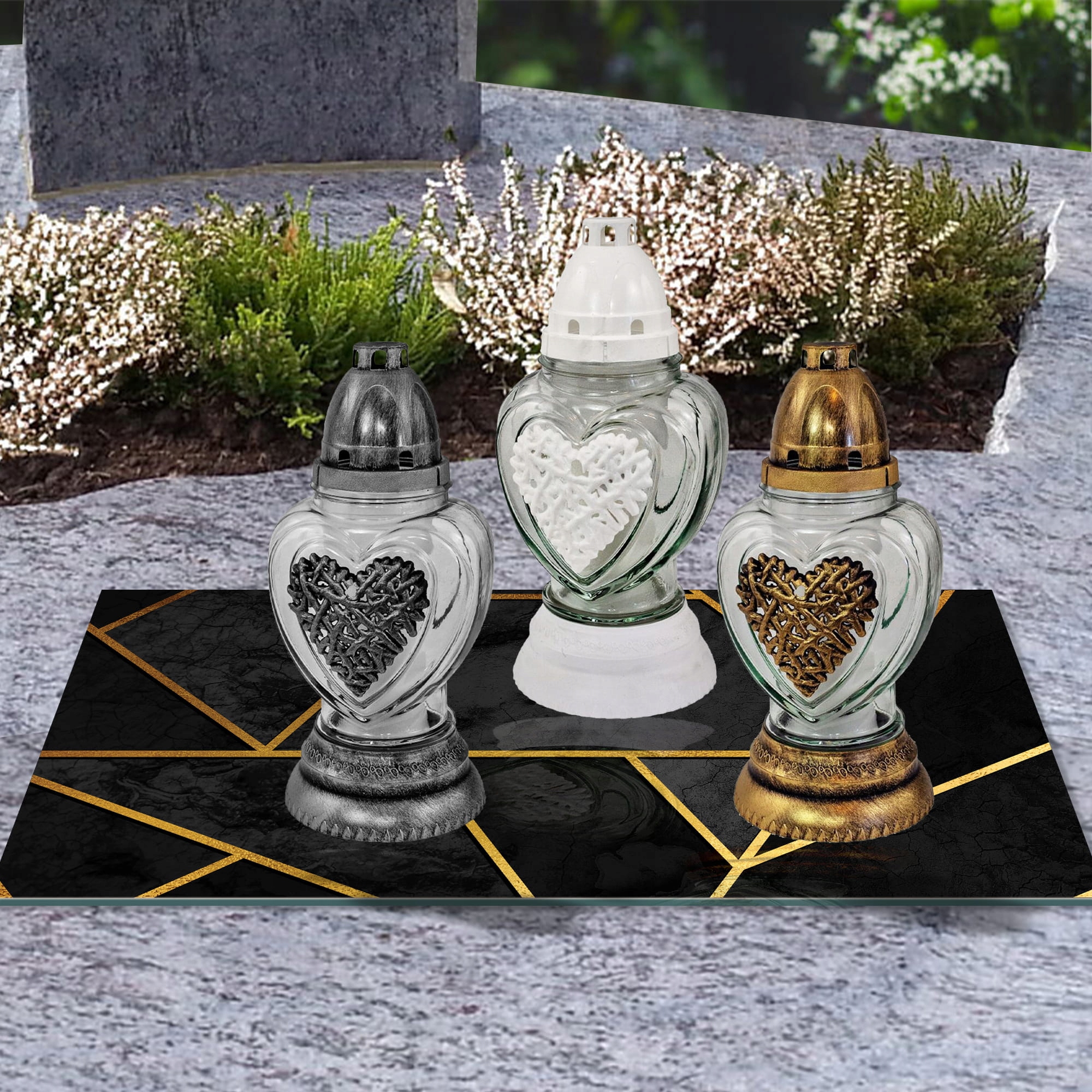 SZKLANA PODSTAWKA POD ZNICZE 60x20cm Elegancja 361 Materiał szkło hartowane