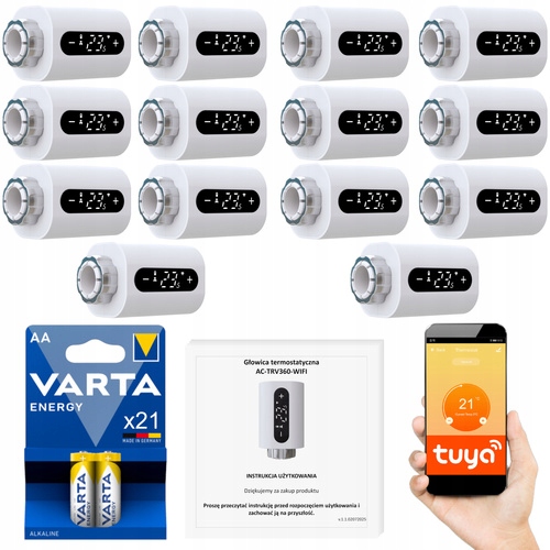 14x Głowica Elektroniczna Wifi Tuya Sm\art Sterowanie Piecem Dwufunkcyjnym