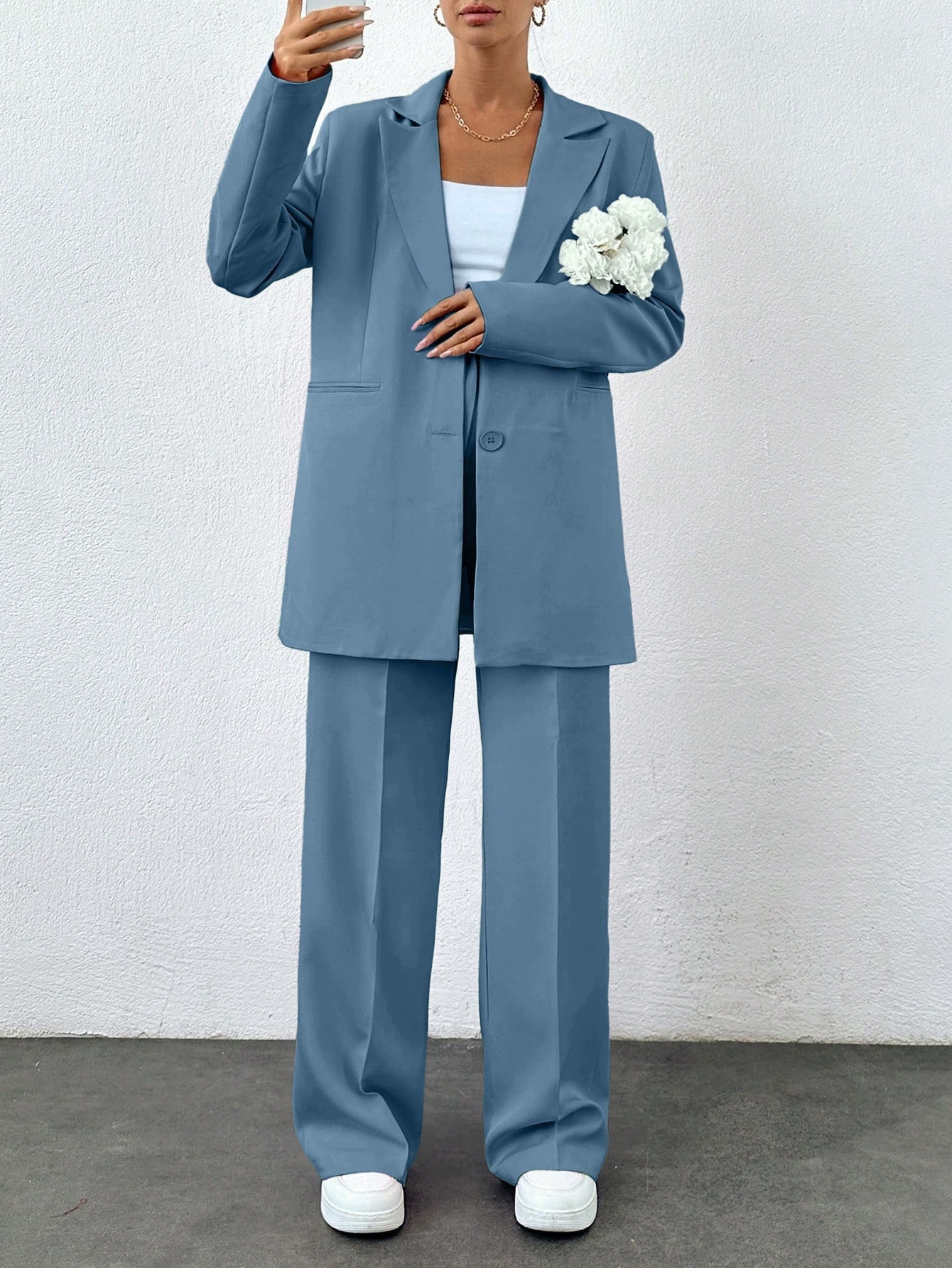 Shein Elegantní Komplet S Sakem A Širokými Kalhotami Typu Tall XL 1MA