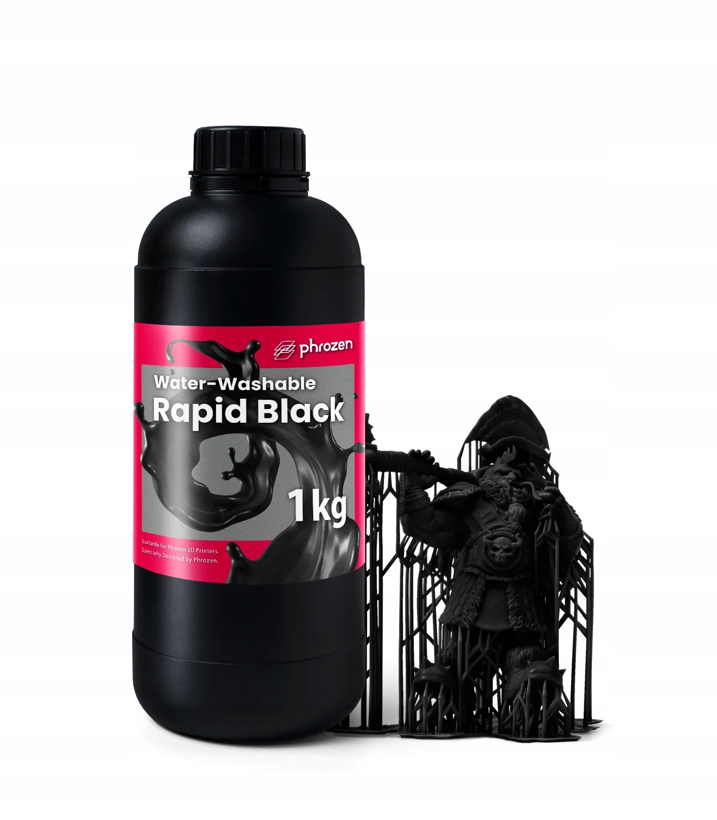 Uv pryskyřice Phrozen Water-Washable Rapid Black Černá 1 kg 1 l pro 3D tiskárnu