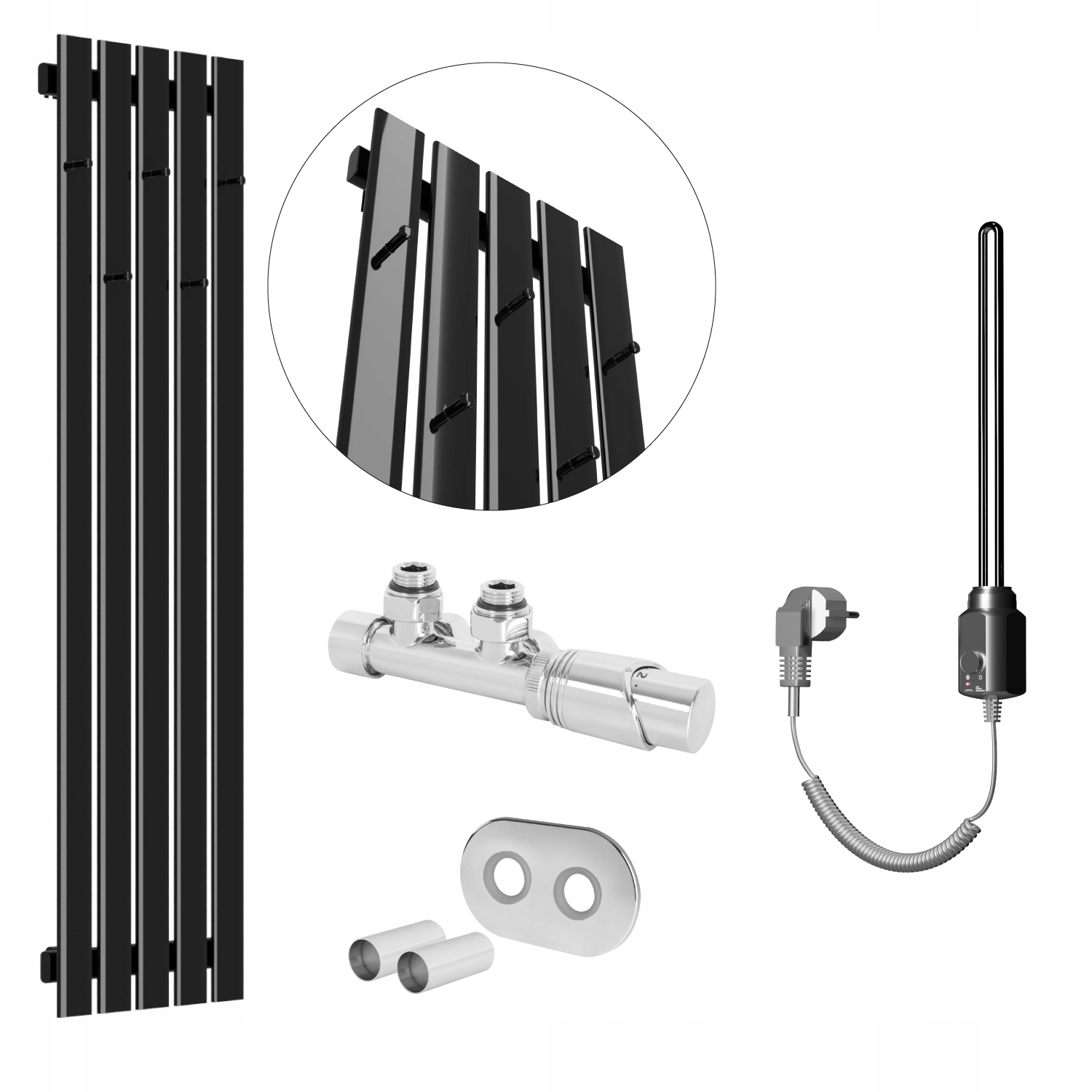 Set Vodovodní a elektrický ohřívač Bellohook 120x38 Černý Lesk