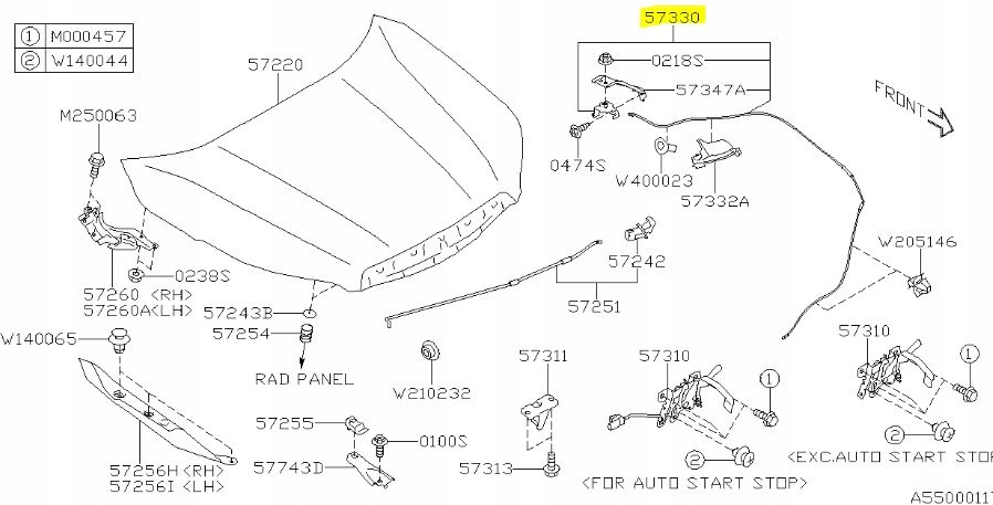 57330SJ010 - ТРОС ТРОС ВІДКРИВАННЯ КАПОТА FORESTER V 2018-