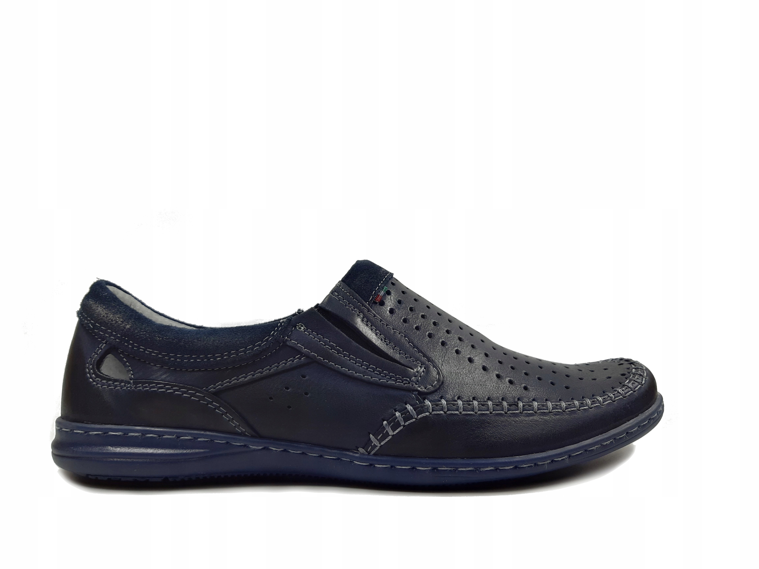 Riko 564D polobotky mokasíny Polské tmavě modré letní 42 Kůže