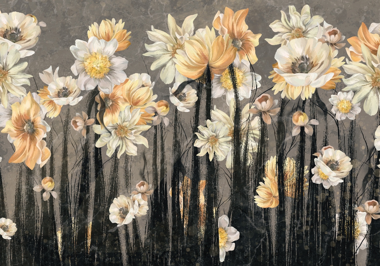 Fototapeta Květiny v černém 400x280 flizelina 230 g