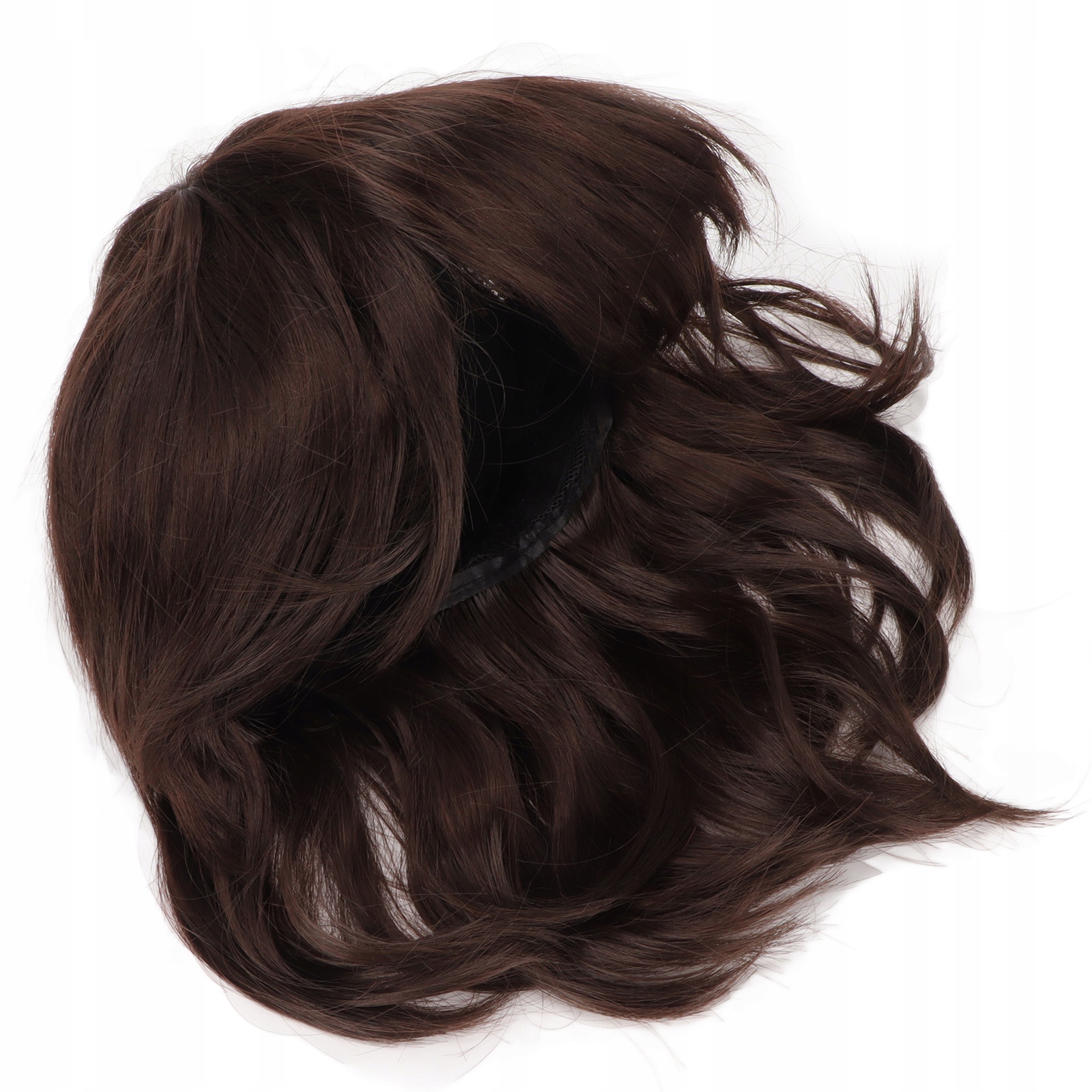 Peruka męska, krótka, brązowa, prosta, Typ włosów syntetyczne