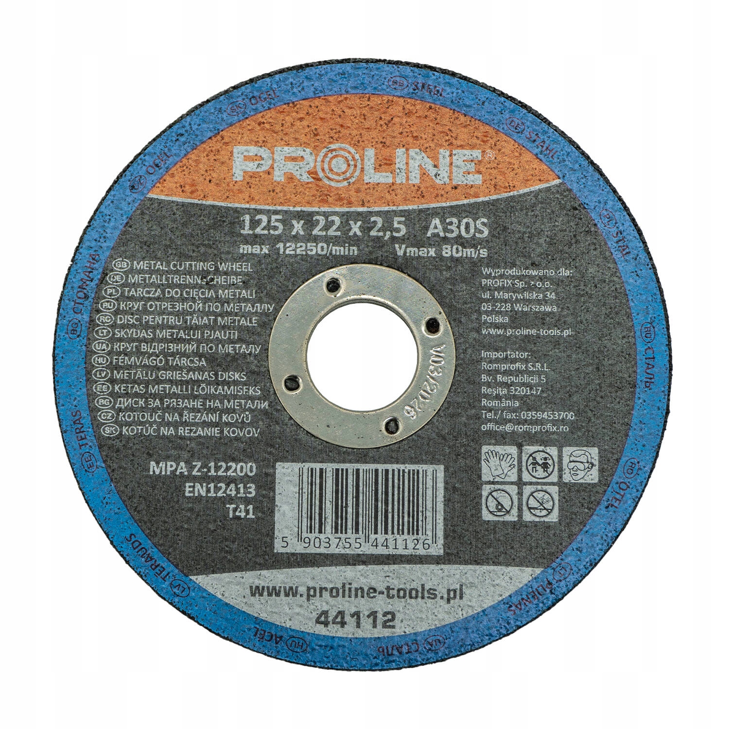 PROLINE TARCZA DO CIĘCIA METALU T41 125X2,5MM PROFIX