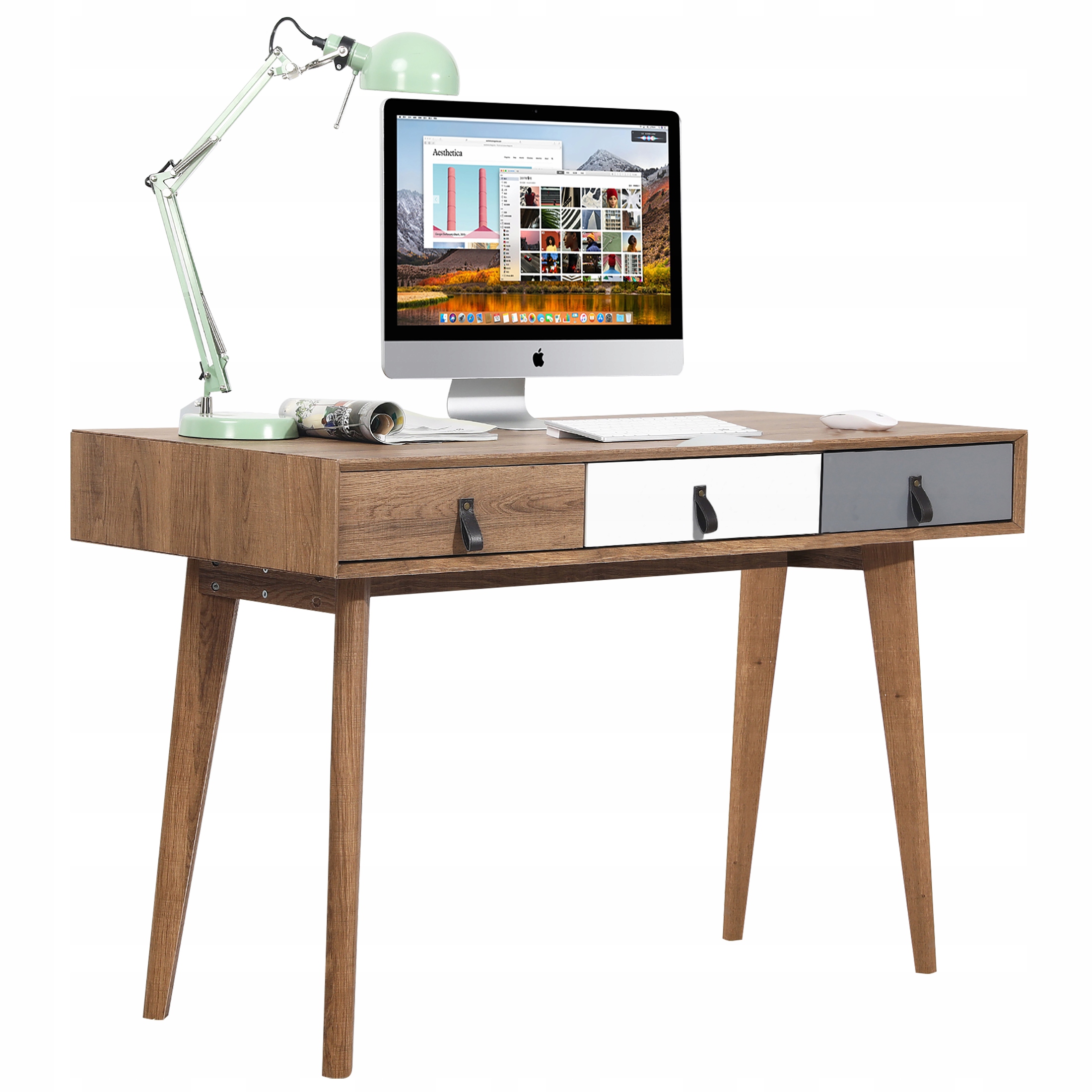 Veľký Počítačový Stôl S Modernými Zásuvkami Do Kancelárie A Pracovnej Izby