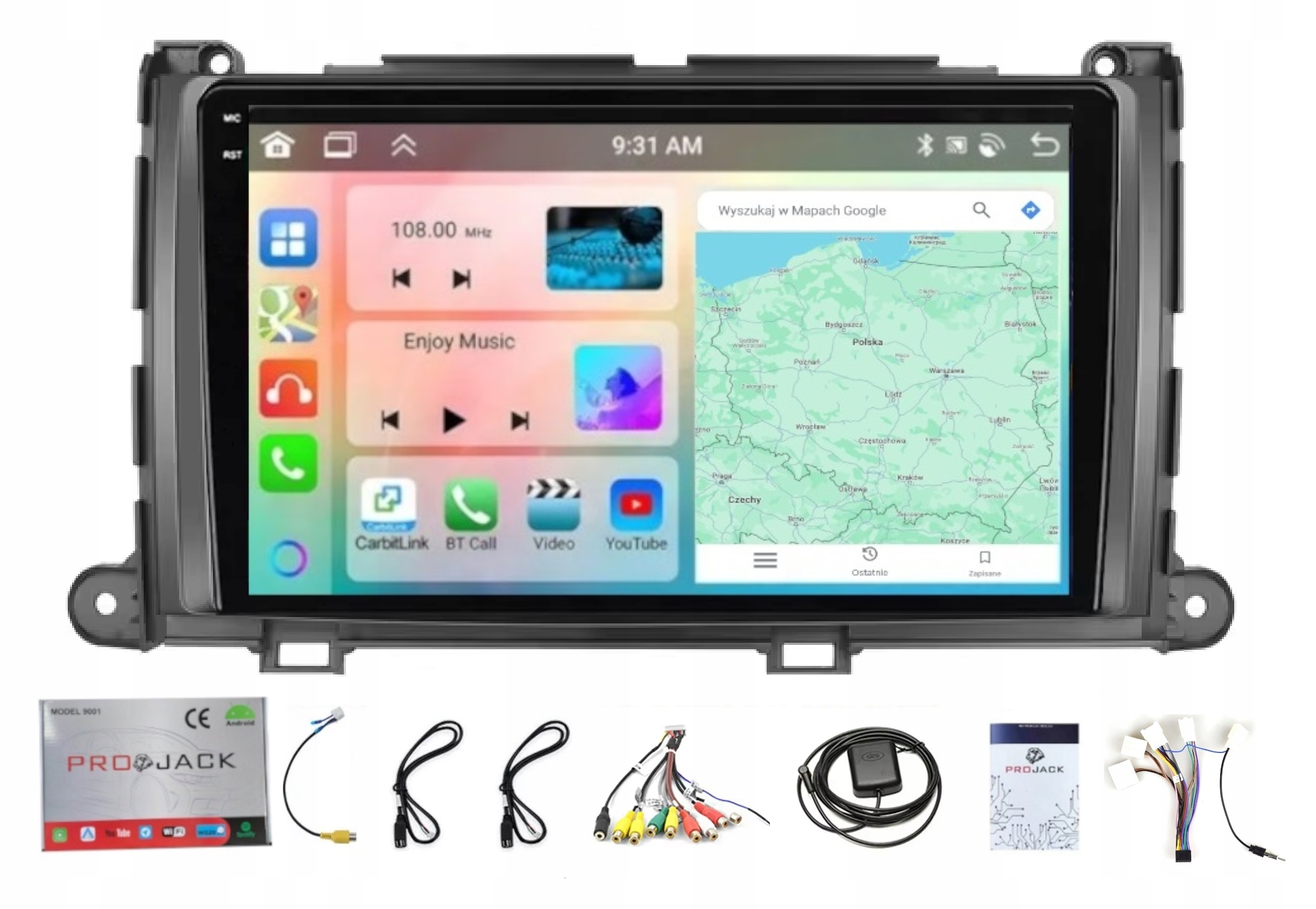 Rádio Navigácia Carplay Toyota Sienna 2010-2014 Wifi Android 4GB 64GB