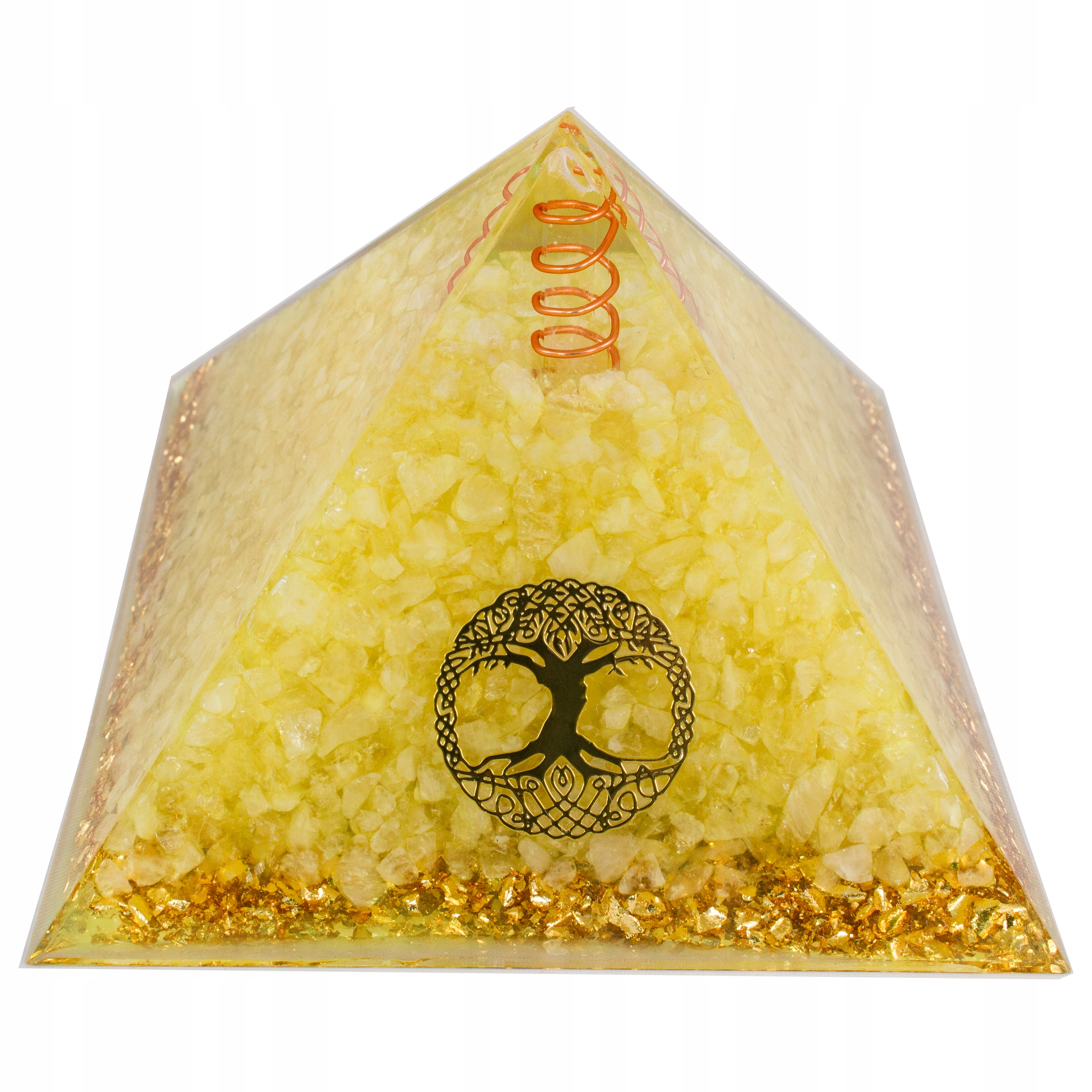 Velká Pyramida Z Pryskyřice Orgonit Achát Křišťál Citron Dřevo Života 12x7,5 cm
