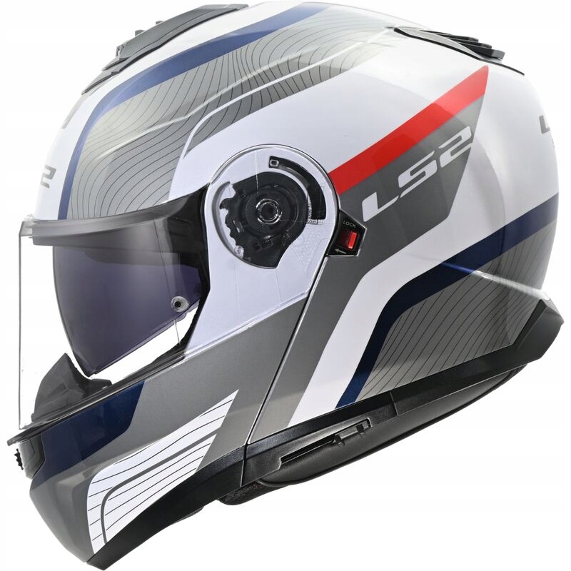 Motocyklová prilba LS2 Strobe II Monza Wh Blue Red Prilba Čeľusťová FF908