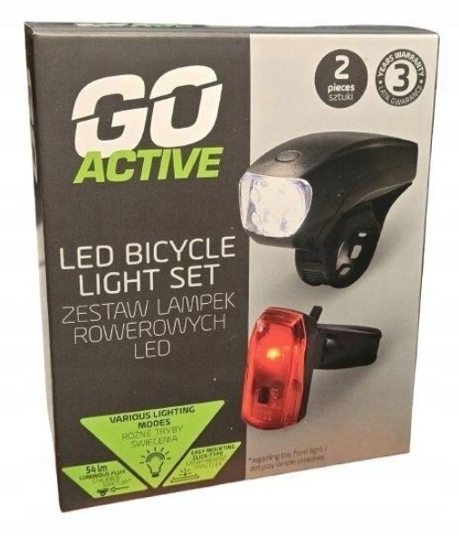 Zestaw Lampek Rowerowych Led Go Active – Przód I Tył 260176-BLC