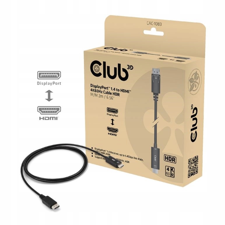 Club 3D DisplayPort 1.4 na Hdmi Hdr (M/M), 2m (CAC-1083)
