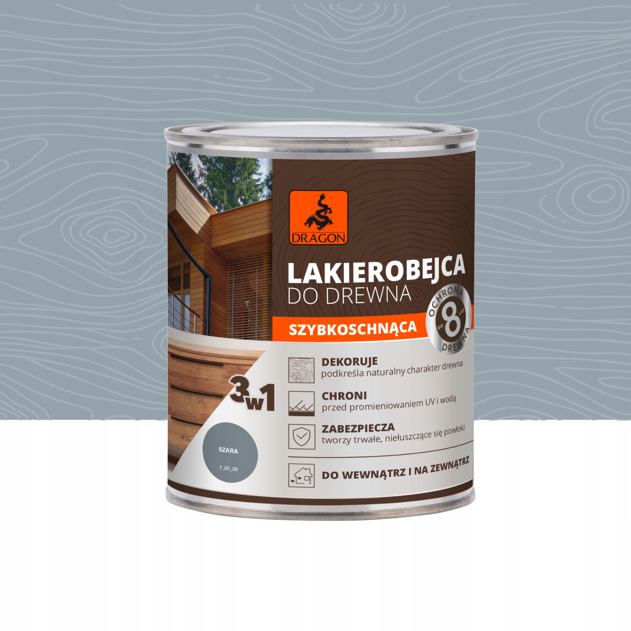 Lakierobejca do drewna 700ml SZARA DRAGON