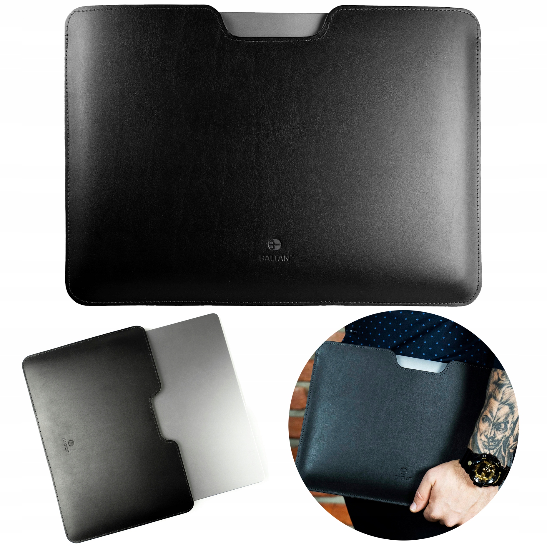 Baltan Elegantné Kožené Puzdro Pre MackBook Air 13 M1 Určené Pre Čierne