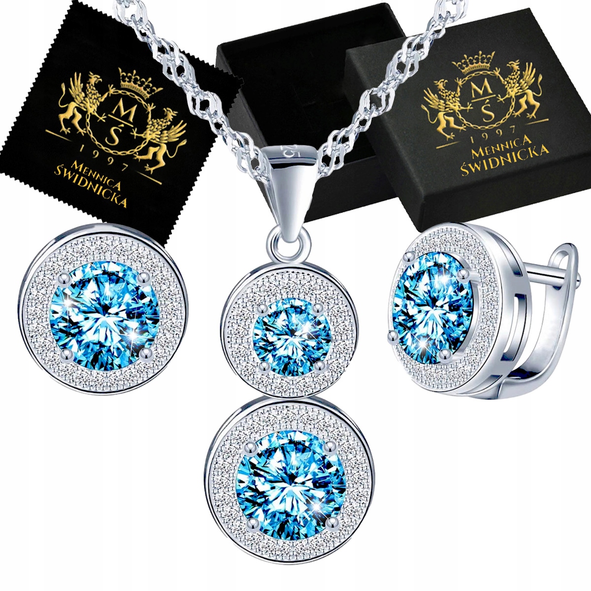 Stříbrné šperky, sada 925 Stříbro Řetízek a Náušnice Gravírování